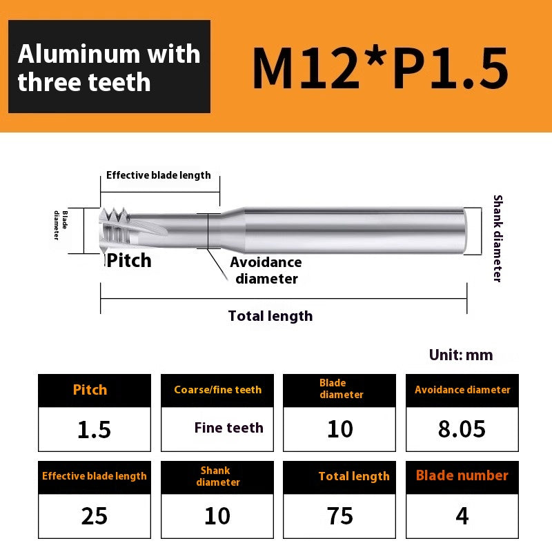2135-65° aluminum with colorful thread milling cutter lengthened single tooth three-tooth full thread machining center tungsten carbide milling cutter M3M4M5 Shandong Denso Pricision Tools Co.,Ltd.
